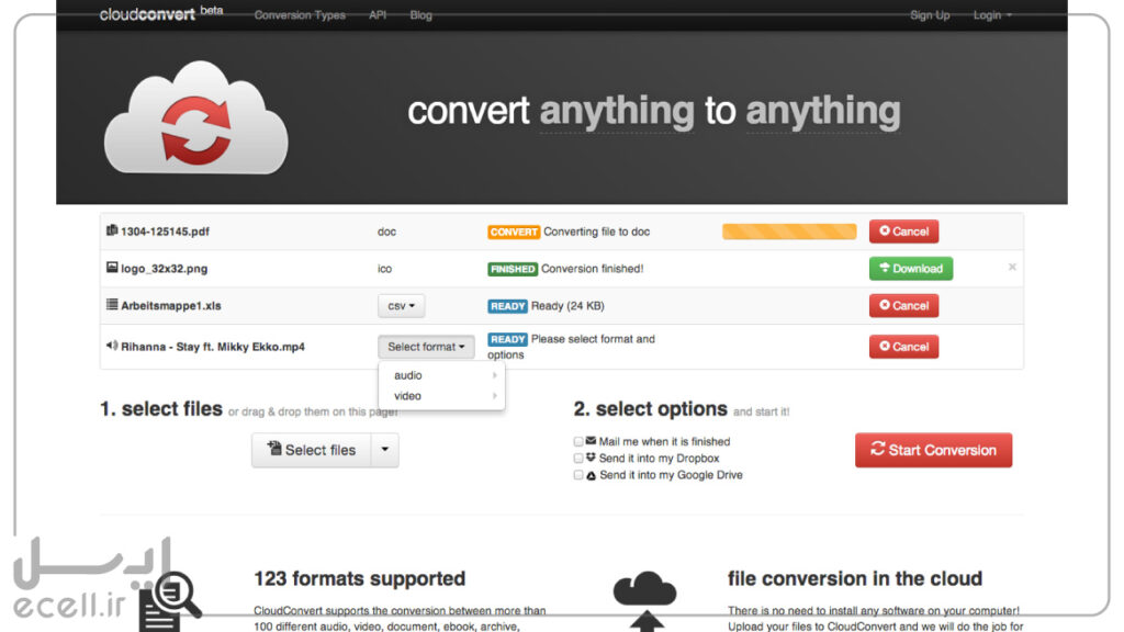 وب‌سایت cloudconvert ساخت گیف آنلاین
