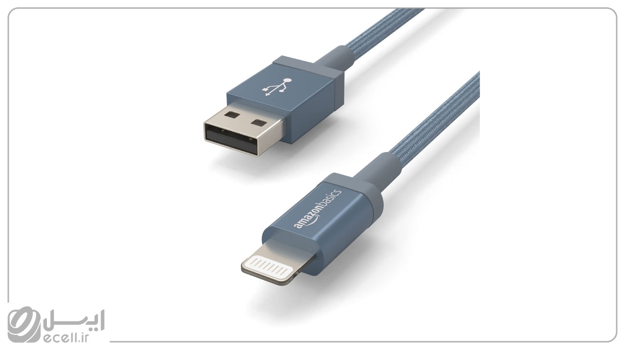 بهترین کابل شارژ آیفون- Amazon Basics DoubleBraided Nylon USB-A to Lightning Cable