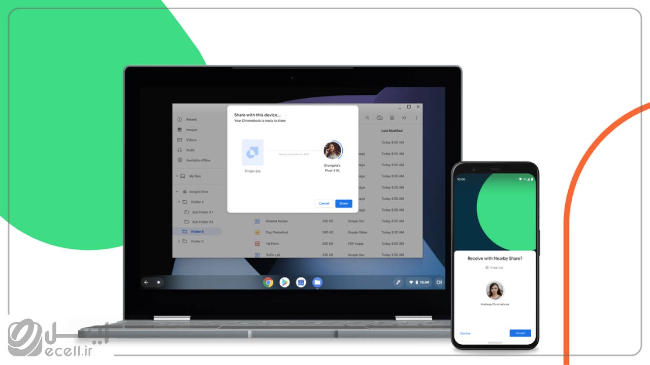 سازگاری قابلیت Nearby Share با دستگاه‌های Chromebook