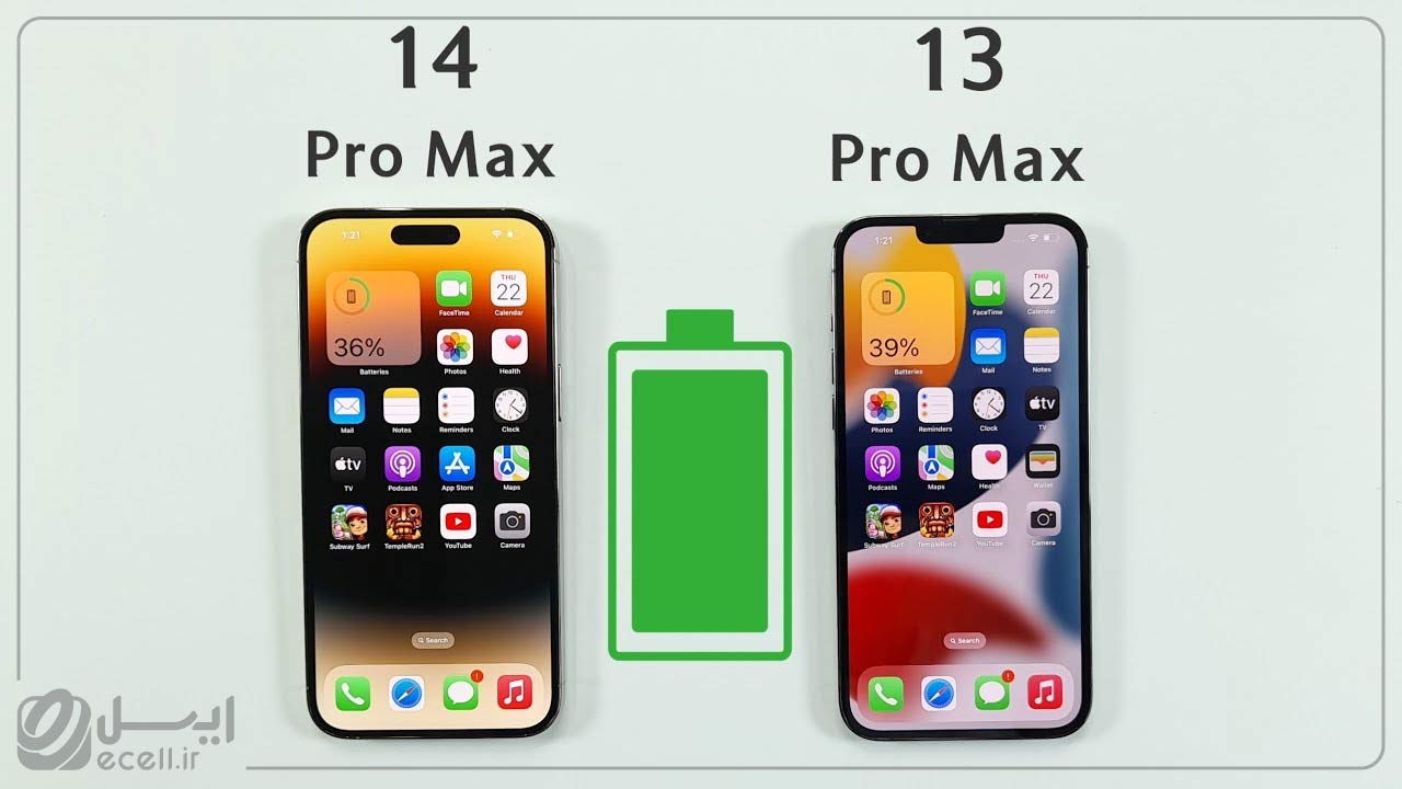 مقایسه مصرف باتری در دو گوشی 13 و 14 پرومکس