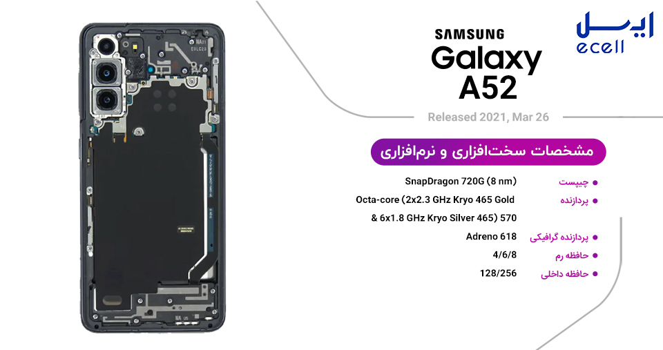 مشخصات سخت افزاری و نرم افزاری گوشی سامسونگ A52 4G