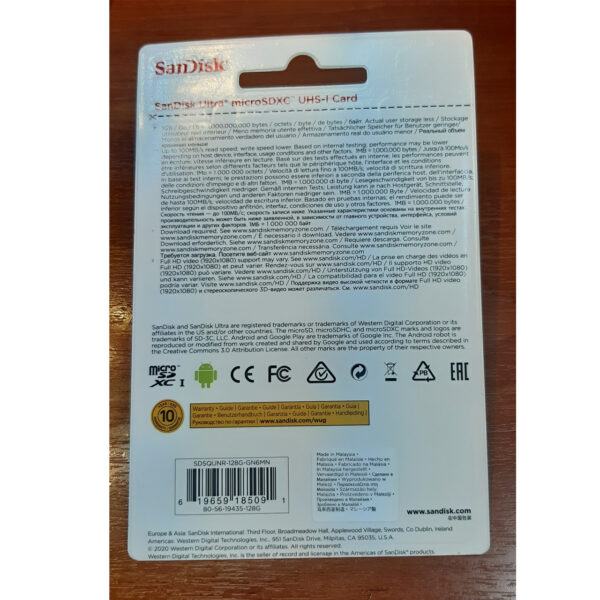 کارت حافظه microSDXC سن دیسک Ultra کلاس 10 استاندارد UHS-I U1 سرعت 100MBps ظرفیت 128 گیگابایت