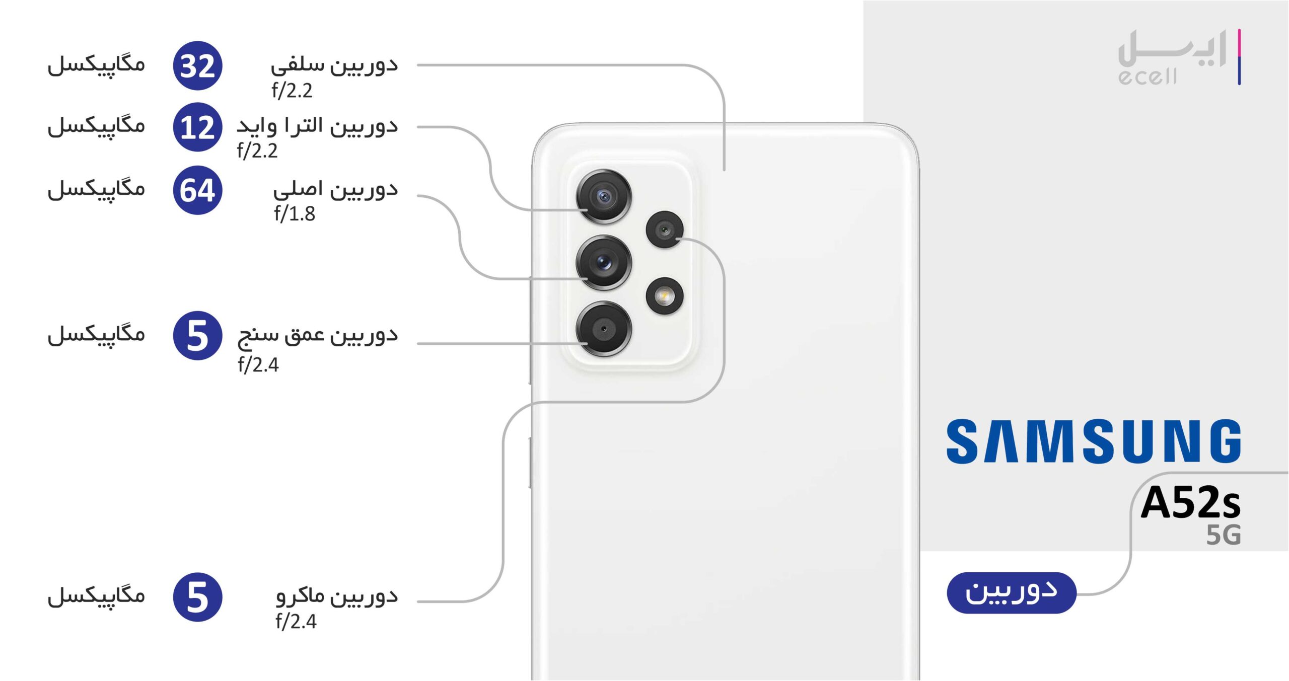 دوربین گوشی a52s