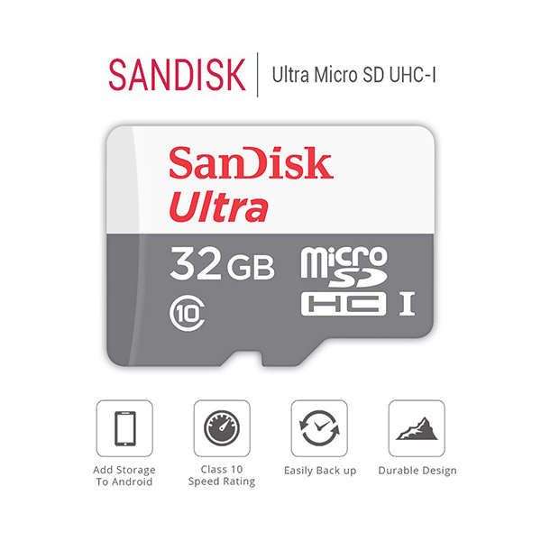 کارت حافظه microSDHC سن دیسک مدل Ultra کلاس 10 استاندارد UHS-I سرعت 100MBps ظرفیت 32 گیگابایت