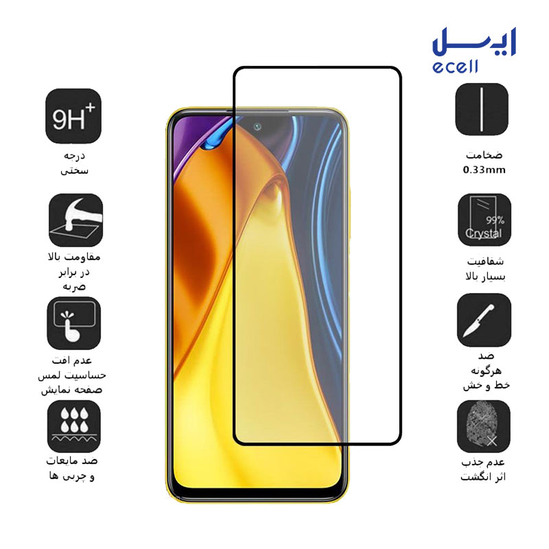 M3 PRO 5D-4 خرید محافظ صفحه نمایش 5D بوف مناسب برای گوشی شیائومی Poco M3 pro