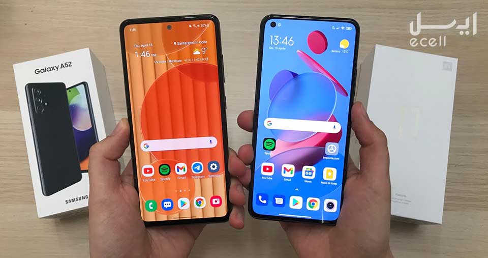 مقایسه گوشی سامسونگ a52s 5G با گوشی شیائومی mi 11 lite 5g