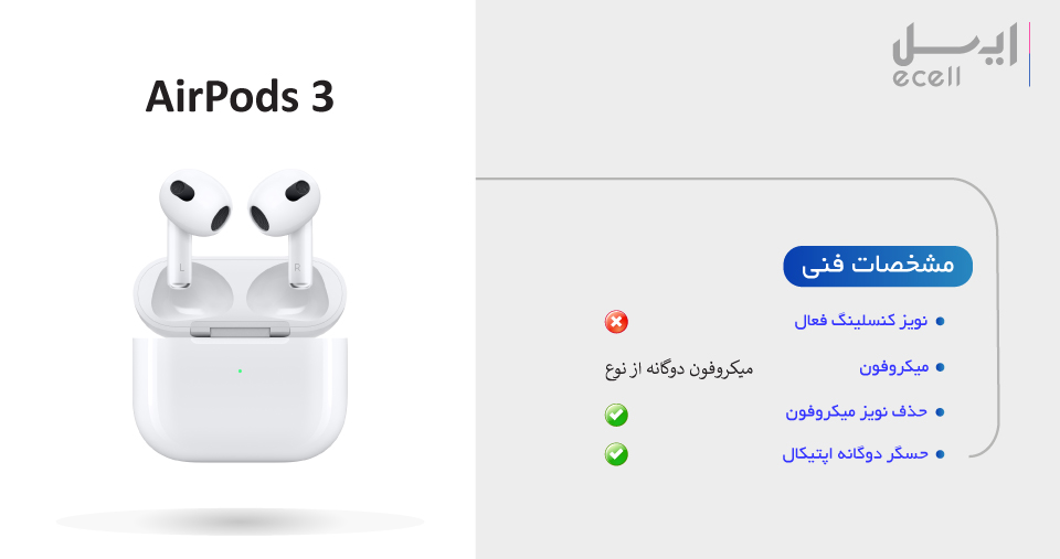 هدفون بی سیم اپل مدل AirPods 3