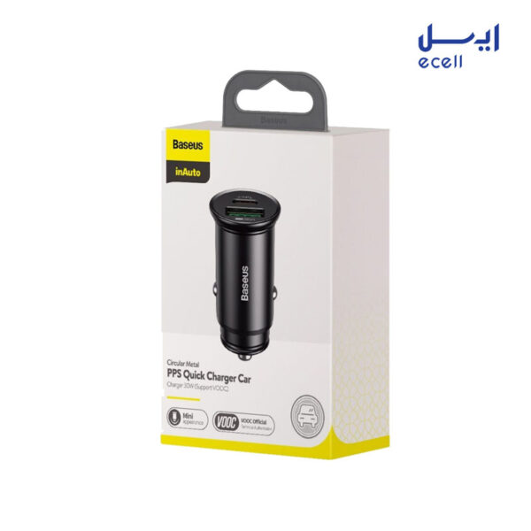 ارسال شارژر فندکی سریع 30 وات باسئوس مدل Car Charger USB + Type-C CCYS-C01