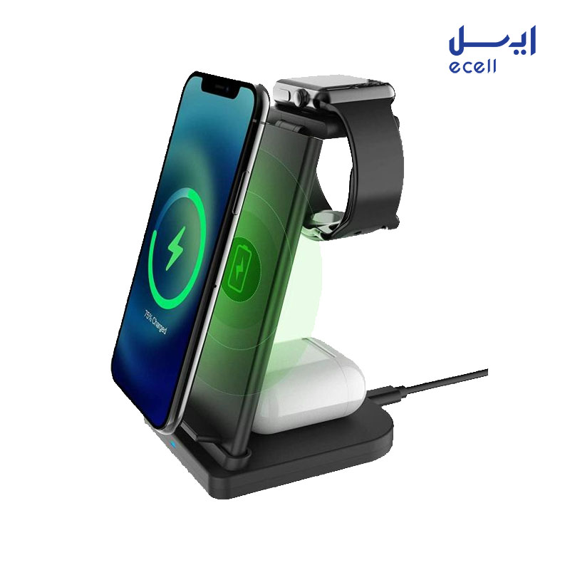 Green 4 in 1 fast wireless charger 1 خرید اینترنتی شارژر وایرلس 4 کاره ی گرین لاین Green 4 in 1 fast