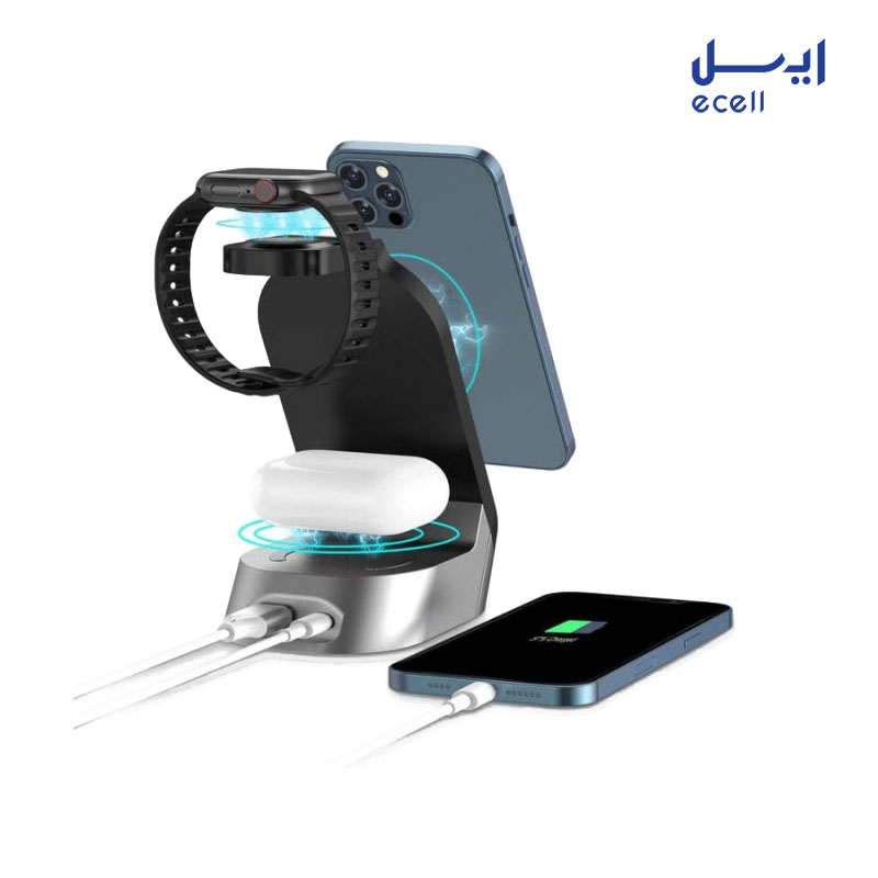 Green 4 in 1 fast wireless charger 3 قیمت و خرید شارژر وایرلس 4 کاره ی گرین لاین Green 4 in 1 fast
