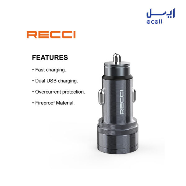 شارژر فندکی سریع دو پورت recci مدل RCC-N07