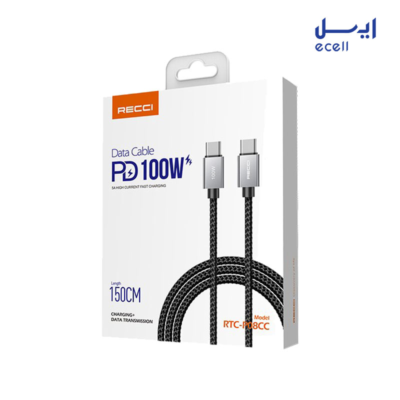 RTC-P08CC 3 خرید آنلاین کابل تبدیل Type-C به Type-C رسی مدل RTC-P08CC 100w طول 1.5 متر