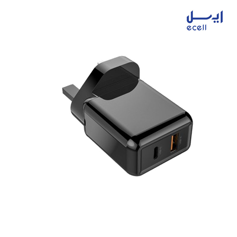UK plug charger RCT-P03U 1 خرید شارژر دیواری رسی مدل Recci 20W PD+QC UK Plug Wall Charger