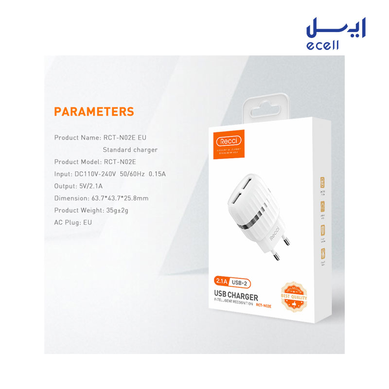 charger RCT-N02E 3 خرید انلاین شارژر دیواری رسی مدل Recci RCG-N02 Wall Charger