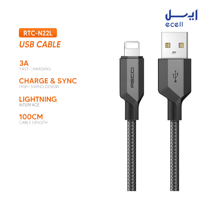 r22l 1 خرید اینترنتی کابل تبدیل usb-C به لایتنینگ recci مدل RTC-N22L طول 1 متر