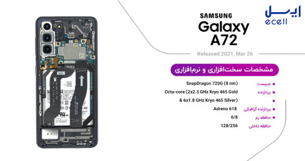گوشی موبایل سامسونگ Galaxy A72 4G ظرفیت 256 گیگابایت - رم 8 گیگابایت