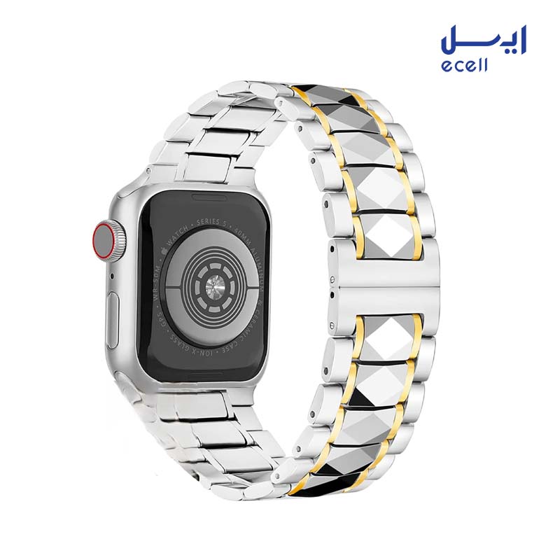 Lozenge steel model metal band (2) قیمت و خرید بند فلزی مدل استیل Lozenge مناسب اپل واچ 42/44 میلی متری