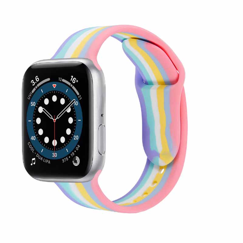 Rainbow Pattern Apple Watch 42-44mm (1) بند سیلیکونی ساعت اپل واچ 42/44mm رنگین کمانی