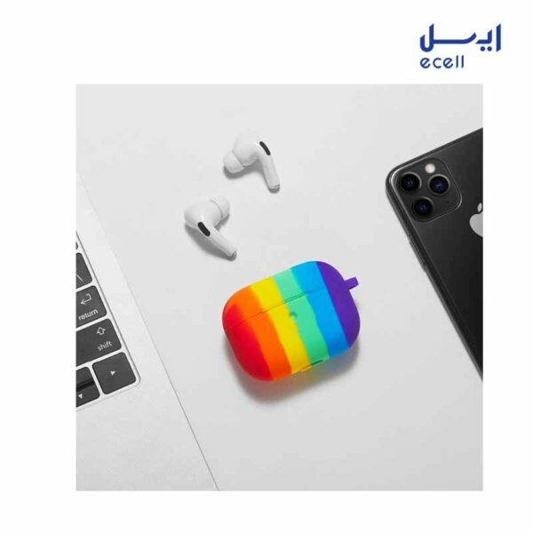 کاور سیلیکونی هندزفری Apple Airpods Pro مدل رنگین کمان