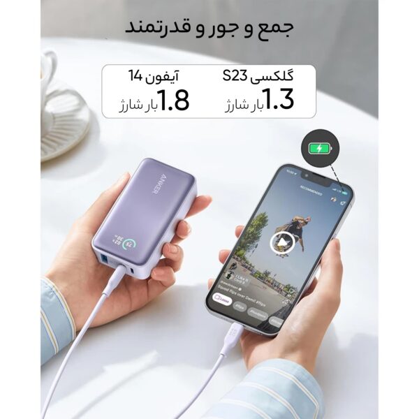 پاوربانک انکر مدل A1249H11 ظرفیت 10000 میلی آمپر ساعت